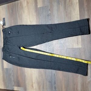 Dex nwt houndstooth black grey faux leather pull on pants charbon noir